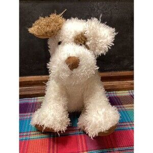Barnes & Noble Dog Terrier Puppy Plush Cream White Brown Stuffed Animal “Noble”